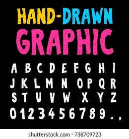 hand drawn graphic ABC lettering and numbers 