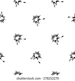 Hand drawn graphic black and white sketched flash. Set of modern photo items seamless pattern. Hatched line art sketch on white background 