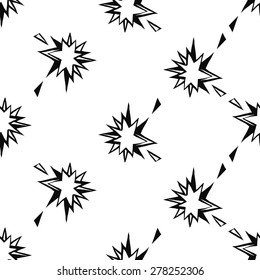 Hand drawn graphic black and white sketched flash. Set of modern photo items seamless pattern. Hatched line art sketch on white background 