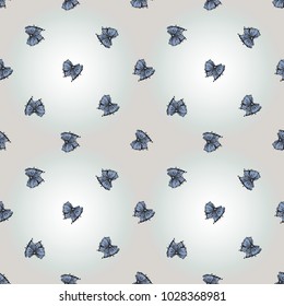 Hand drawn graphic blue bow. Nautical vector summer kid fashion. Cartoon sea baby seamless pattern in retro style. Marine endless background.