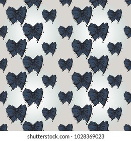 Hand drawn graphic bow. Nautical vector summer kid fashion. Cartoon sea baby seamless pattern in retro style. Marine endless background.