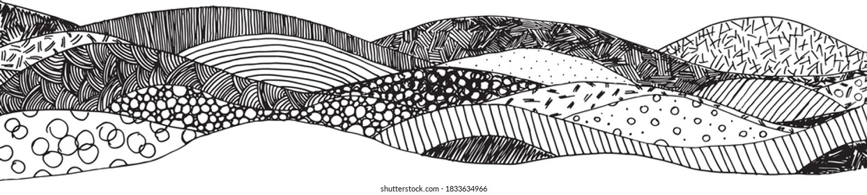 Panorama del vector del doodle gráfico dibujado a mano