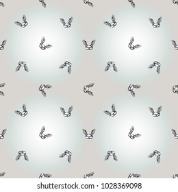 Hand drawn graphic flying sailor hat. Nautical vector summer kid fashion. Cartoon sea baby seamless pattern in retro style. Marine endless background.