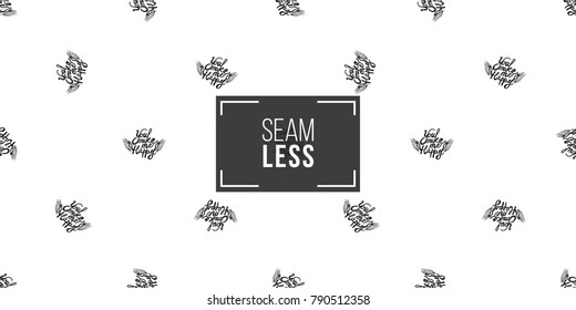 Hand drawn graphic flying You make me happy with angel wings. Glamour fashion seamless pattern in graphic style. Endless pattern with white background.
