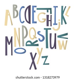 Hand drawn graphic font. Cartoon alphabet.