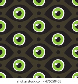 Hand drawn graphic hipster eyes seamless vector pattern grey