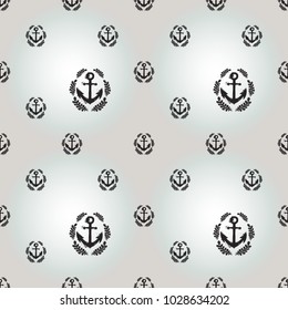 Hand drawn graphic laurel anchor. Nautical vector summer kid fashion. Cartoon sea baby seamless pattern in retro style. Marine endless background.