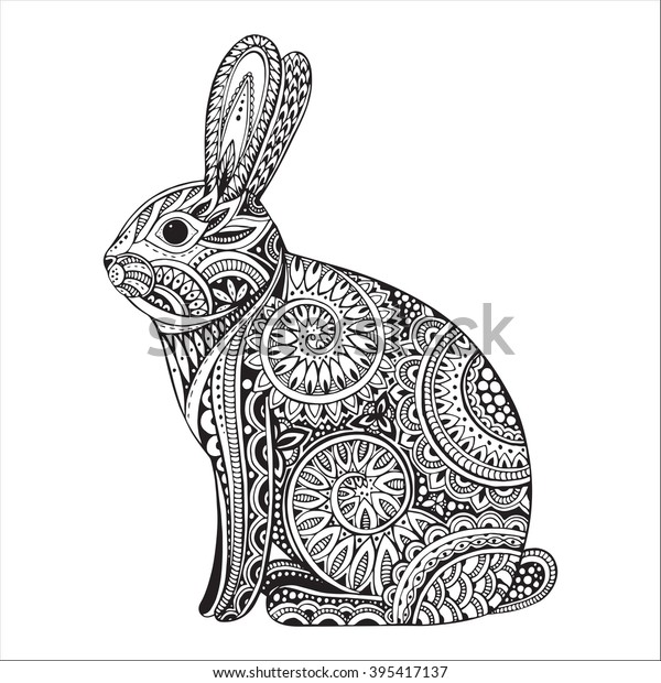 Download Hand Drawn Graphic Ornate Rabbit Ethnic Stock Vector Royalty Free 395417137