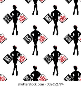 Hand drawn graphic promo model seamless pattern. Contrasty ornament with glamour fashion decorative symbols and elements.