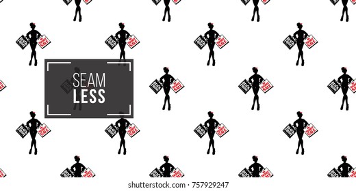 Hand drawn graphic promo model seamless pattern. Contrasty ornament with glamour fashion decorative symbols and elements.