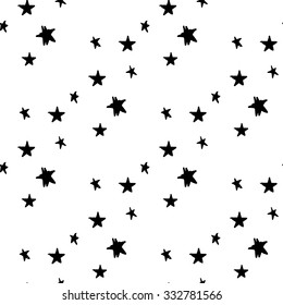 Hand drawn graphic promo stars seamless pattern. Contrasty ornament with glamour fashion decorative symbols and elements.