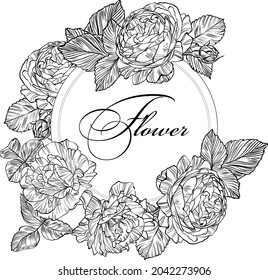 Flor de rosa gráfica dibujada a mano negro
