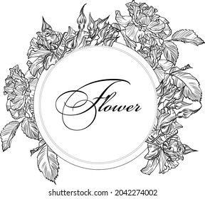 Flor de rosa gráfica dibujada a mano negro