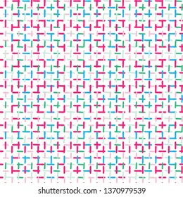 Hand drawn graphic scribble criss cross lines seamless pattern. Woven gingham vector illustration. Modern 50s style wallpaper graphic design. Fun scandi kids home decor, geometric textile background