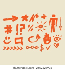 handgezeichnete grafische Symbole und Elemente