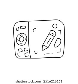 Hand Drawn Graphic Tablet with Pencil Illustration