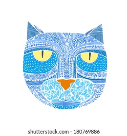 Hand drawn graphic vector of a cat. Unique art illustration for your design. 