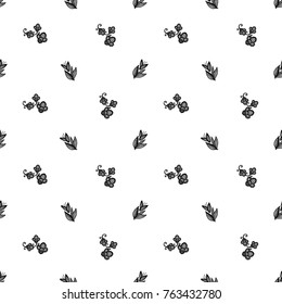 Hand Drawn graphic vintage black line lace leaves and bud seamless pattern on white background. Isolated floral laces backdrop for wedding invitation, fabric, textile.