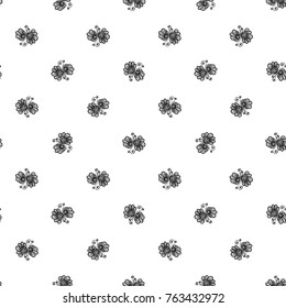 Hand Drawn graphic vintage black line lace daisy seamless pattern on white background. Isolated floral laces backdrop for wedding invitation, fabric, textile.