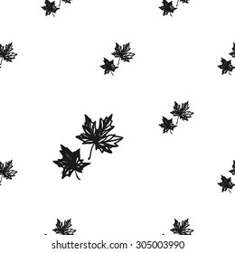 Hand drawn graphic vintage leaf seamless pattern. Contrast ornament with isolated floral rustic autumn forest wedding decorative symbols and elements. Chess grid order pattern.