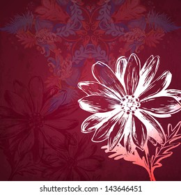 Hand drawn graphic for your design. All elements were placed in clipping mask and are easy to edit. Vector floral background