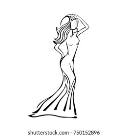 Hand drawn graphics girl