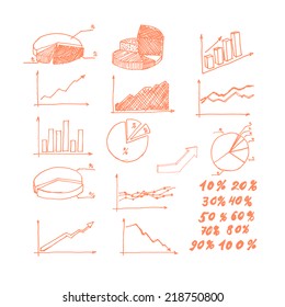 Hand drawn graphs made in vector. Business design element.