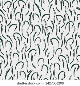 Hand drawn grass pattern. Simple illustration in naive style. Gray background. For wrapping paper, background,textures.