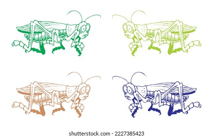 Hand Drawn Grasshopper Cartoon Character Vector Illustration
