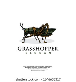 hand drawn grasshopper logo, modern icon vector design