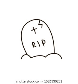 Hand drawn grave doodle icon. Isolated on a white background. Flat design. Vector illustration.