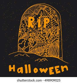 Hand drawn grave in doodle style.