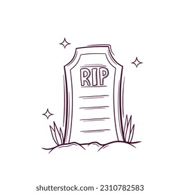 Hand Drawn Gravestone. Doodle Vector Sketch Illustration