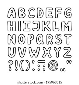 Hand drawn gray big letters isolated on white background education set