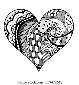 Illustration Doodle Hand Drawn Heart Coloring Stock Illustration 790817197