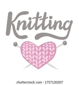 Hand drawn gray lettering Knitting