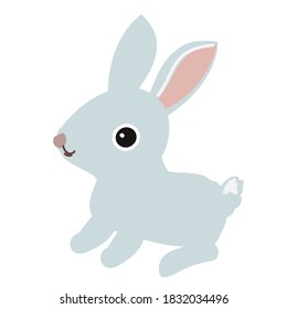 hand drawn gray rabbit, vector illustration