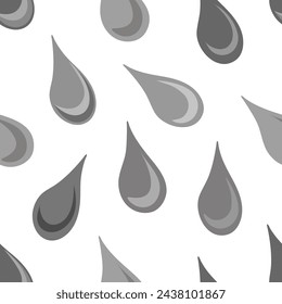 Hand drawn gray shaded drops isolated on white background vector seamless pattern. Subtle surface art for printing or use in graphic design projects.