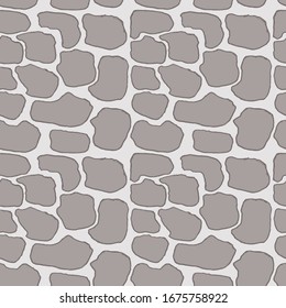 Hand drawn gray stone wall seamless pattern. Vector illustration.