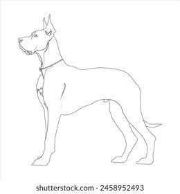 Hand drawn Great Dane dog outline illustration