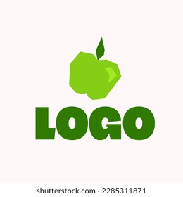 Logotipo de fruta de Apple verde dibujado a mano - Vector