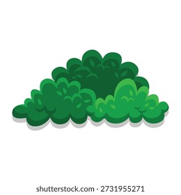 Handgezeichnete grüne Busch flache Vektorgrafik