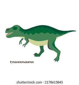 Hand drawn green cartoon Dinosaur T-rex