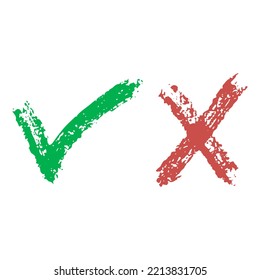 Hand Drawn Green Check Mark Red Stock Vector Royalty Free Shutterstock