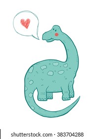 Hand drawn green childish dinosaur