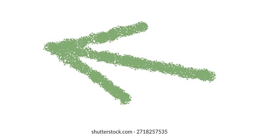 Icono de flecha de lápiz verde dibujado a mano con un estilo de trazo de boceto. Símbolo puntero y elemento gráfico con un toque artístico áspero, ideal para conceptos creativos modernos.
