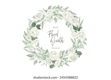 hand drawn green floral wreath illustration