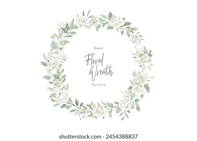 hand drawn green floral wreath illustration