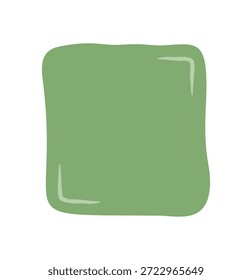 Handgezeichnete grüne flüssige Form als wellenförmiges Anführungsfeld. Abstraktes Kommentarrechteck mit Text- und Nachrichtenhintergrund, Sprachelement in grafischer Form, einzigartige Form für moderne Kommunikation.
