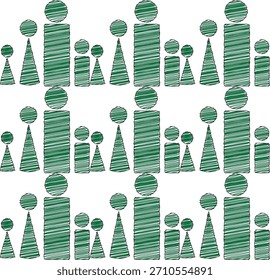 Patrón de figuras geométricas verdes dibujadas a mano